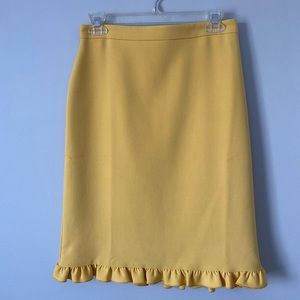 Yellow ruffle hem pencil skirt